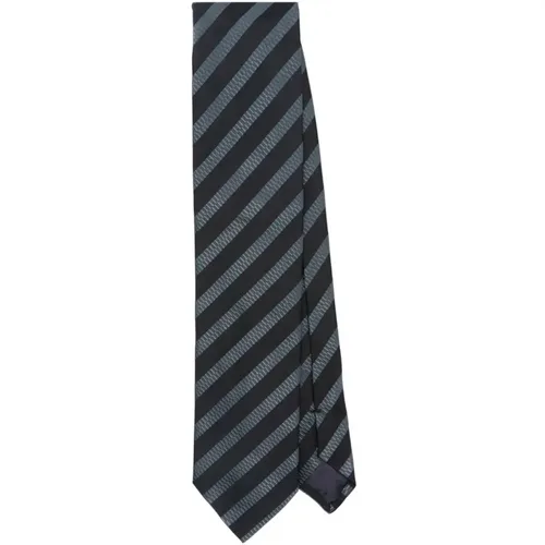 Band Krawatte Schwarz Grau , Herren, Größe: ONE Size - Lanvin - Modalova