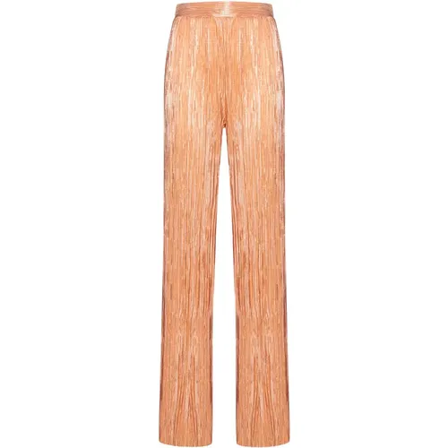 Peach Plissé Straight-Leg Trousers , female, Sizes: S, XS - Sabina Musayev - Modalova