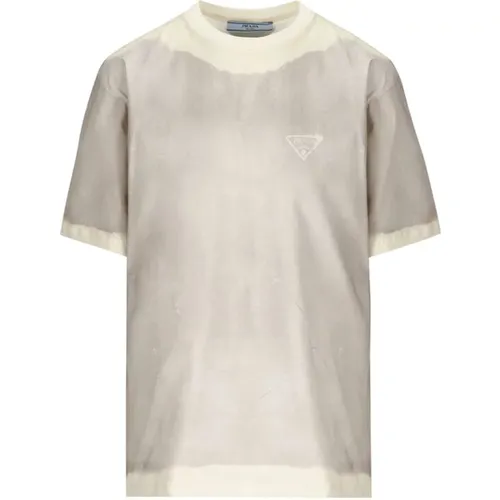 Cotton Logo T-Shirt , female, Sizes: S - Prada - Modalova