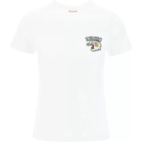 Besticktes Crew-Neck T-Shirt , Damen, Größe: XS - Kenzo - Modalova