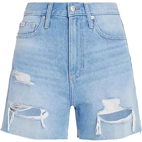 Blaue Verwaschene Denim-Shorts - Calvin Klein Jeans - Modalova