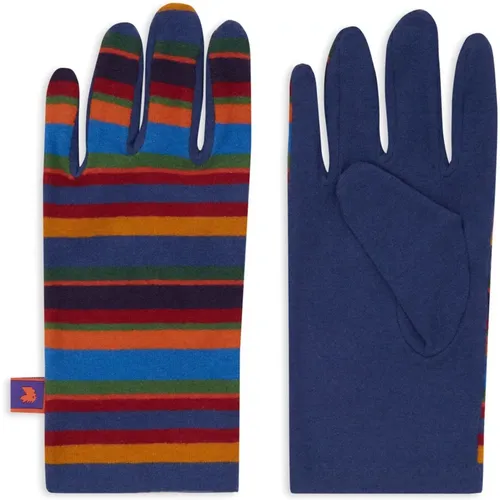 Damen blaue Fleece-Handschuhe mit mehrfarbigen Streifen , Damen, Größe: ONE Size - Gallo - Modalova