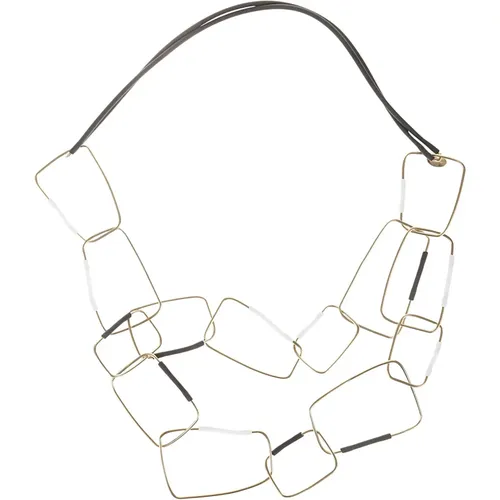 Asymmetrische Metall Gummi Halskette Handgefertigt Italien , Damen, Größe: ONE Size - Liviana Conti - Modalova