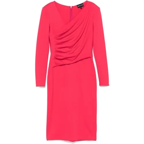 Himbeerrosa Jersey Kleid , Damen, Größe: M - Emporio Armani - Modalova