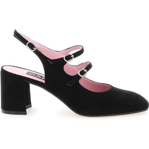 Crystal Buckle Suede Mary Jane Slingback , female, Sizes: 6 UK, 4 UK, 5 UK - Carel - Modalova