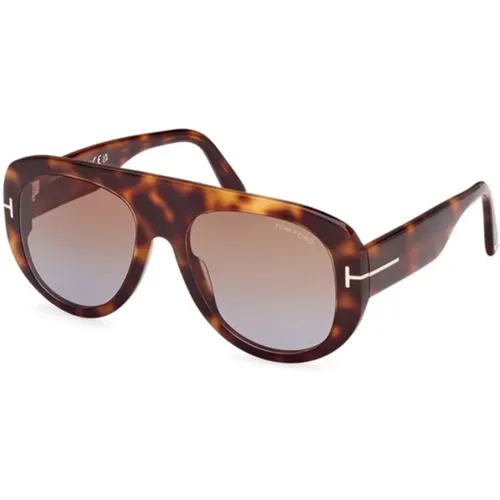 Blonde Havana Sonnenbrille mit Braunen Gläsern - Tom Ford - Modalova