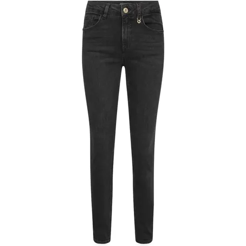 Slim-Fit Bestickte Jeans Dunkelgrau , Damen, Größe: W26 - MOS MOSH - Modalova