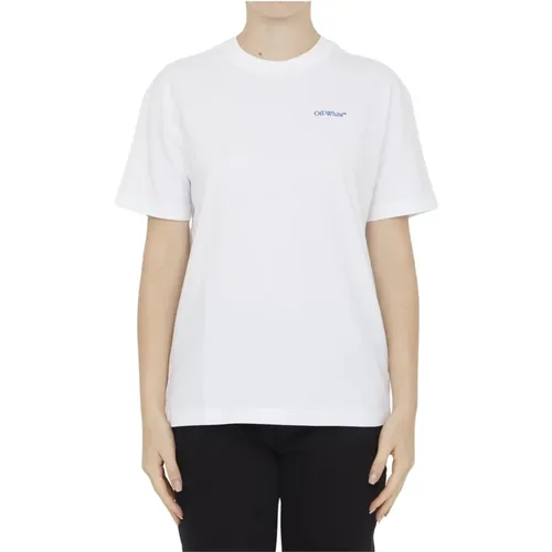 Off , Weißes Baumwoll-T-Shirt mit Logo , Damen, Größe: L - Off White - Modalova