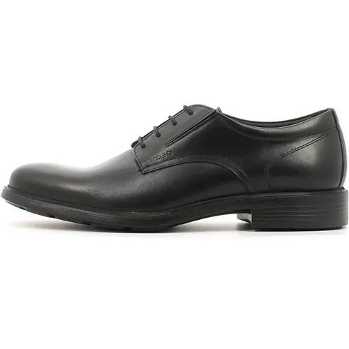 Klassische Formelle Atmungsaktive Leder Derby Schuhe , Herren, Größe: 42 EU - Geox - Modalova