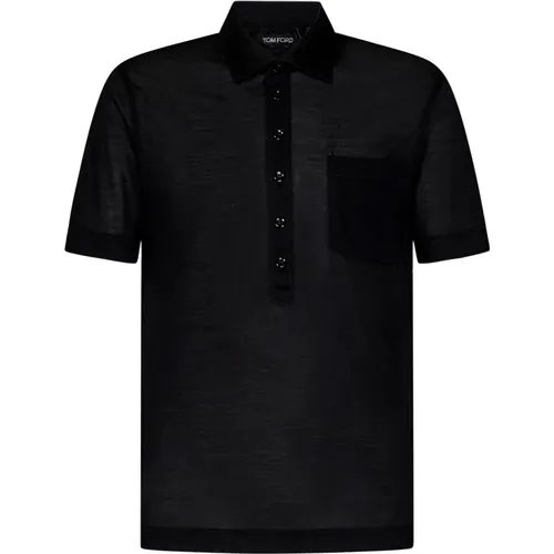 Schwarzes Seiden-Jersey-Poloshirt - Tom Ford - Modalova