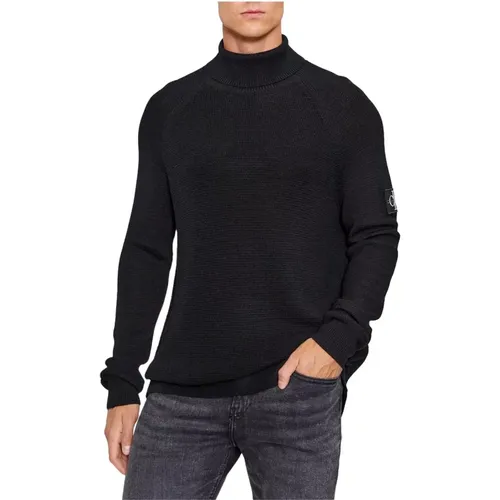 Zeitlose Eleganz mit Monologo Badge Pullover , Herren, Größe: L - Calvin Klein - Modalova