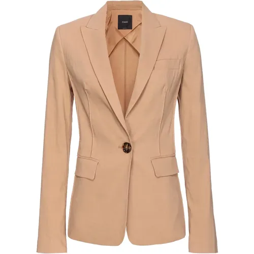 Stretch Linen Jacket with Mother-of-Pearl Button , female, Sizes: 2XS, M, S, XS - pinko - Modalova