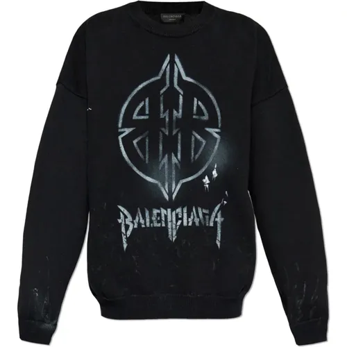 Sweater with logo , male, Sizes: M - Balenciaga - Modalova