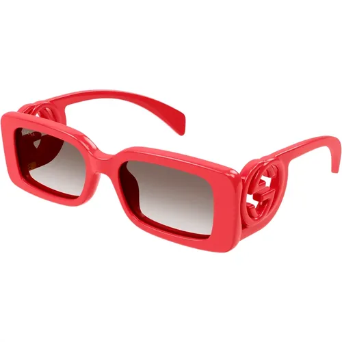 Rot/Braun getönte Sonnenbrille , Damen, Größe: 54 MM - Gucci - Modalova