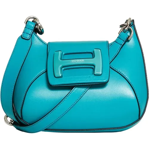 Turquoise Leather Shoulder Bag , female, Sizes: ONE SIZE - Hogan - Modalova