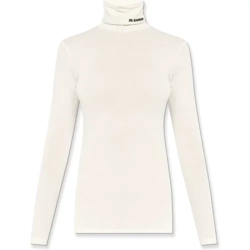 Rollkragenpullover mit Logo , Damen, Größe: M - Jil Sander - Modalova