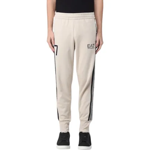 Cotton Blend Trackpants with Logo Print , male, Sizes: L - Emporio Armani EA7 - Modalova