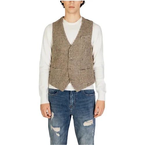 V-Neck Button-Up Gilet , Herren, Größe: XL - Gianni Lupo - Modalova