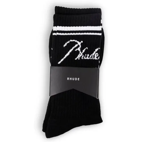 Socken mit Script-Logo Schwarz/Weiß - Rhude - Modalova