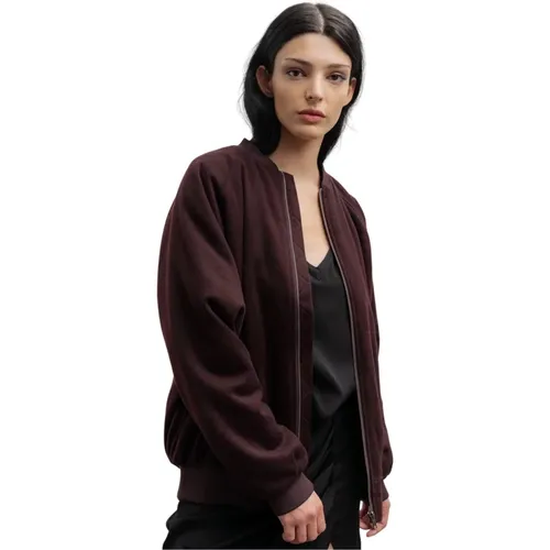 Kimie wool bomber jacket burgundy - Ahlvar Gallery - Modalova