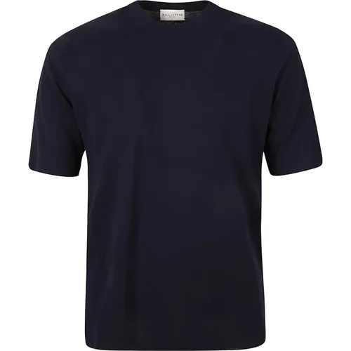 Blau R Neck T-Shirt , Herren, Größe: L - Ballantyne - Modalova