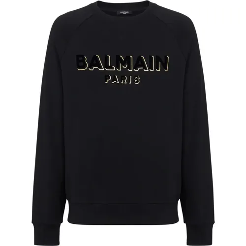 Metallic flocked sweatshirt , male, Sizes: XL, S, M, L - Balmain - Modalova