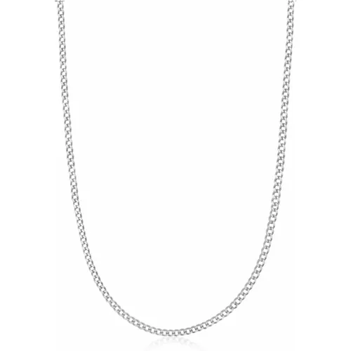 Mens Silver Cuban Link Chain in 3mm , Herren, Größe: 2XL - Nialaya - Modalova