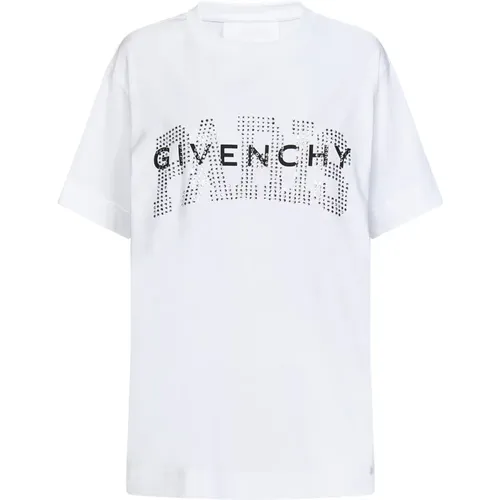 Weißes Baumwoll-Logo-T-Shirt mit Kristallverzierungen - Givenchy - Modalova