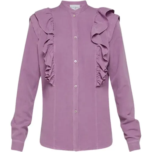 Ruffled Viscose Linen Crepe Shirt , female, Sizes: L - Forte Forte - Modalova