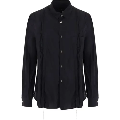 Schwarzes Hemd mit Knittereffekt und Ausgestelltem Saum , Herren, Größe: M - Comme des Garçons - Modalova