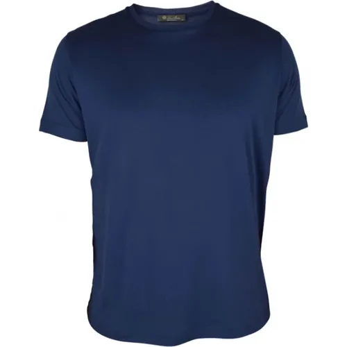Navyblauer Baumwoll- und Seiden-T-Shirt , Herren, Größe: 2XL - Loro Piana - Modalova