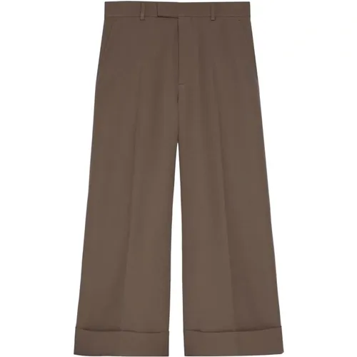 Braune Wollweite Hose , Herren, Größe: M - Gucci - Modalova