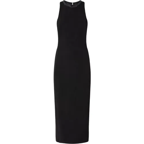 Schwarzes Kleid mit Strasskragen , Damen, Größe: 2XS - pinko - Modalova