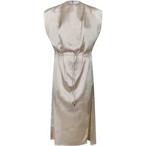 Satin Belted Midi Dress , female, Sizes: M, S, XS, 2XS - Calvin Klein - Modalova
