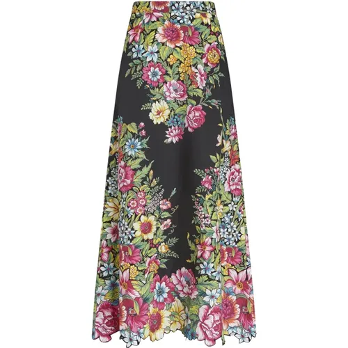 Flared Bouquet Print Cotton Skirt , female, Sizes: XS, S - ETRO - Modalova