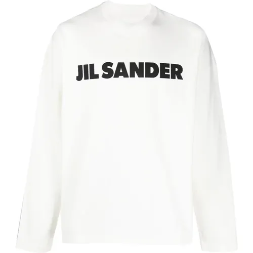 Weiße Baumwoll-Logosweatshirt , Herren, Größe: L - Jil Sander - Modalova