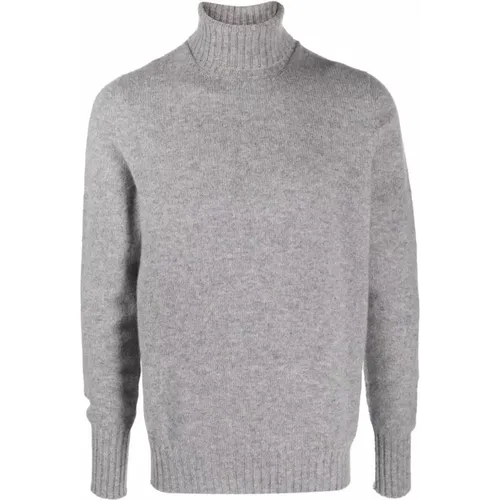 Grey Lambswool Roll-neck Sweater , male, Sizes: L - Drumohr - Modalova