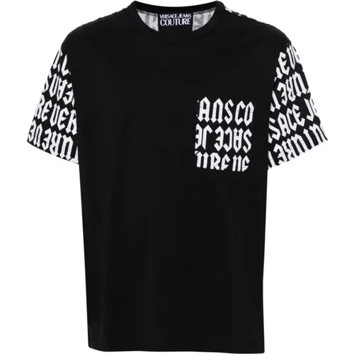 Schwarzes T-Shirt für Männer Aw24 , Herren, Größe: L - Versace Jeans Couture - Modalova