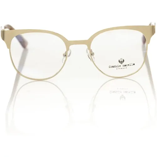 Gold Clubmaster Eyeglasses with Geometric Pattern , unisex, Sizes: ONE SIZE - Frankie Morello - Modalova