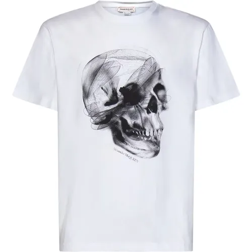 Dragonfly Skull Print T-shirt , male, Sizes: L - alexander mcqueen - Modalova
