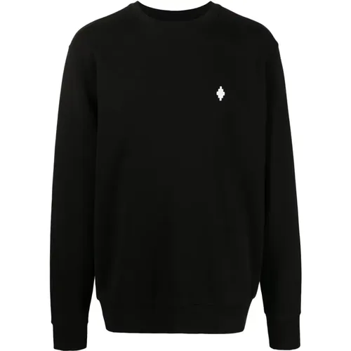 Cross Regular Crewneck Schwarz Weiß , Herren, Größe: L - Marcelo Burlon - Modalova