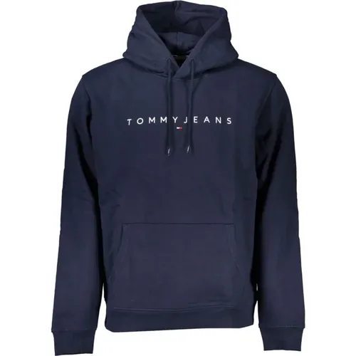 Embroidered Hooded Cotton Sweatshirt with Central Pocket , male, Sizes: S - Tommy Hilfiger - Modalova