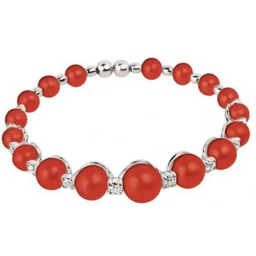 Womens White Gold Bracelet with Diamonds and Coral Spheres , female, Sizes: ONE SIZE - Chantecler - Modalova