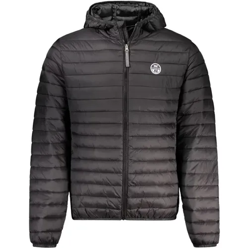 Schwarze Polyamid-Kapuzenjacke mit Reißverschluss , Herren, Größe: XL - North Sails - Modalova