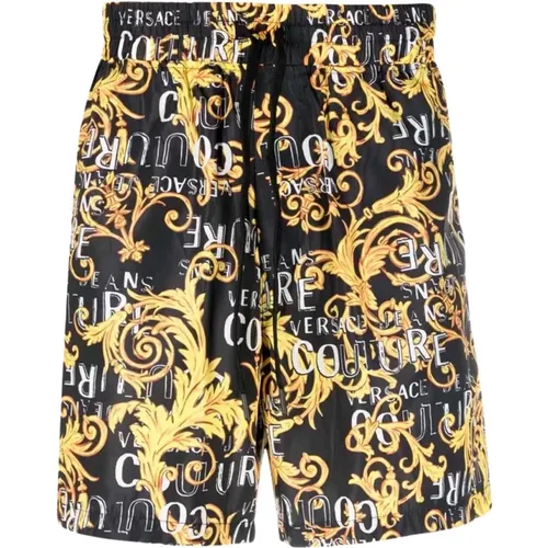 Baroque Print Shorts with Elastic Waistband , male, Sizes: L, XL - Versace Jeans Couture - Modalova