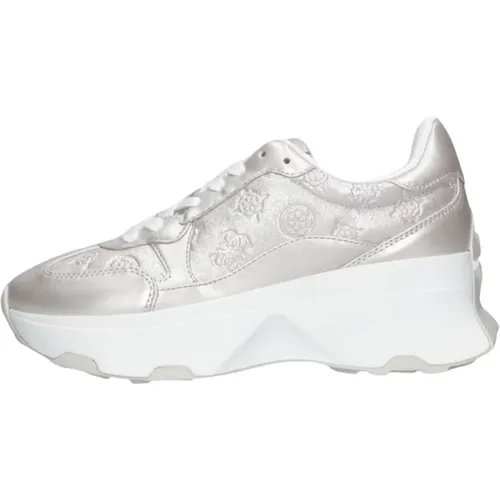 Silberne Low-Top Sneakers Calebb , Damen, Größe: 41 EU - Guess - Modalova