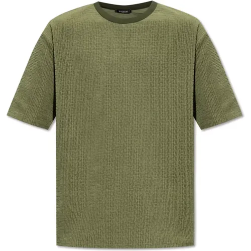 T-Shirt mit Monogramm , Herren, Größe: L - Balmain - Modalova
