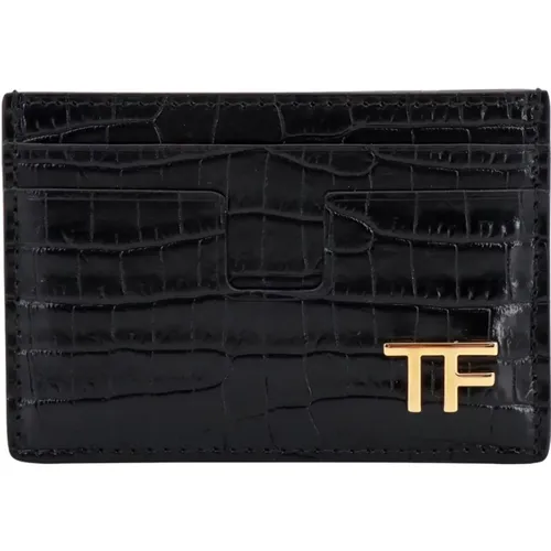 Croco Print Leather Card Holder , male, Sizes: ONE SIZE - Tom Ford - Modalova