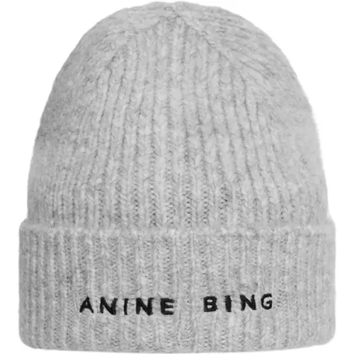 Soft Knit Hat Light Grey , female, Sizes: ONE SIZE - Anine Bing - Modalova