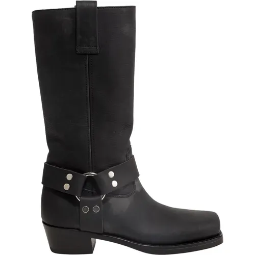 High Boots with Embroidered Profiles and Metal Details , female, Sizes: 5 UK - Paris Texas - Modalova